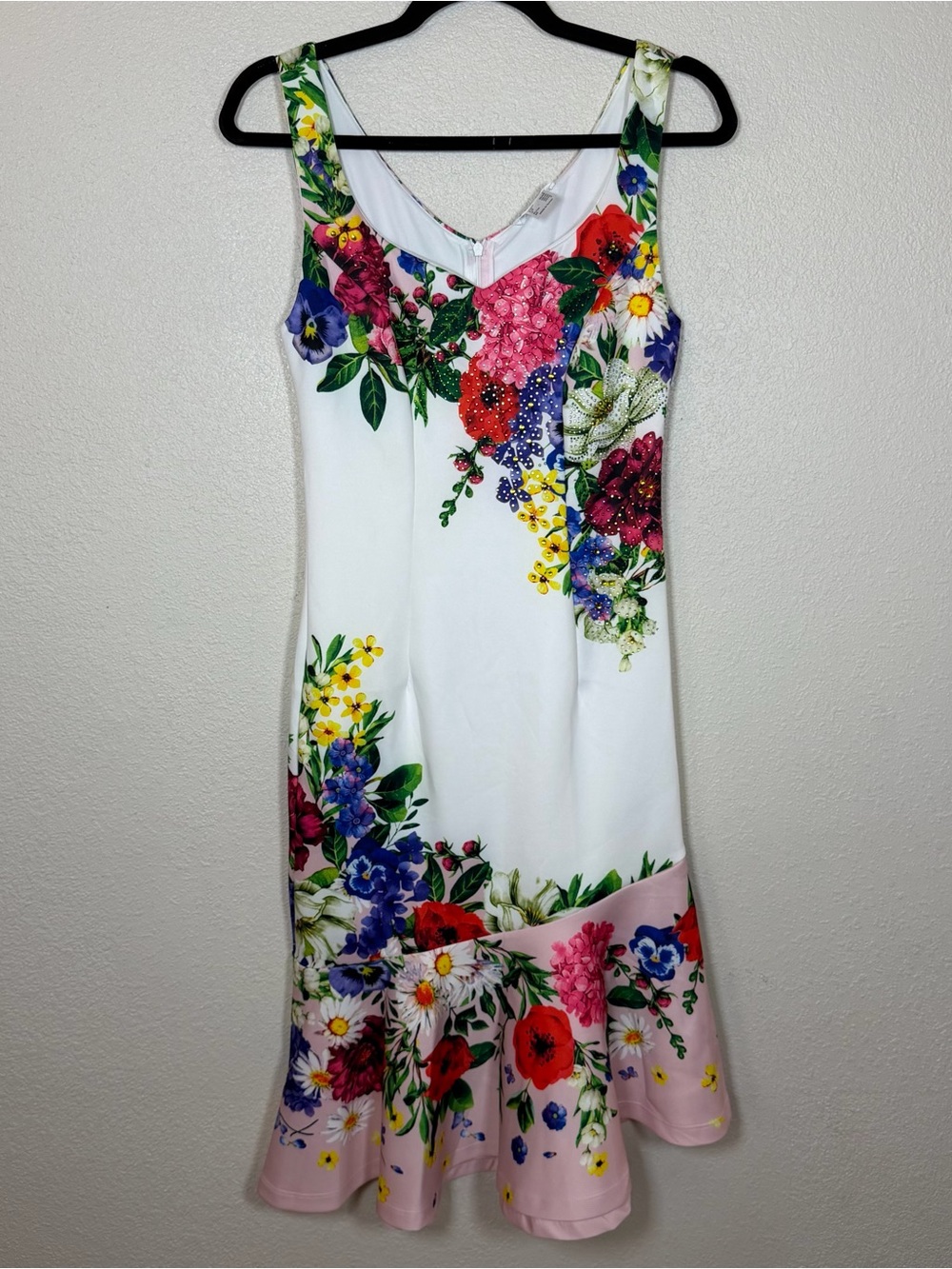 VENUS Small Floral Asymmetrical Ruffle Sheath Dress Modern Romantic Botanical